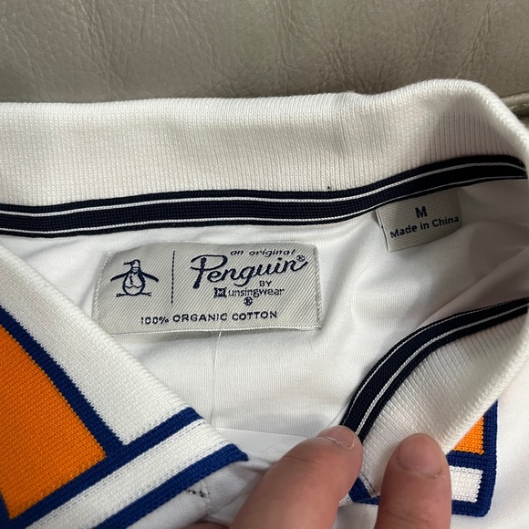 NWT - Original Penguin Men’s Striped Collar Polo Shirt - Size M - Picture 8 of 9